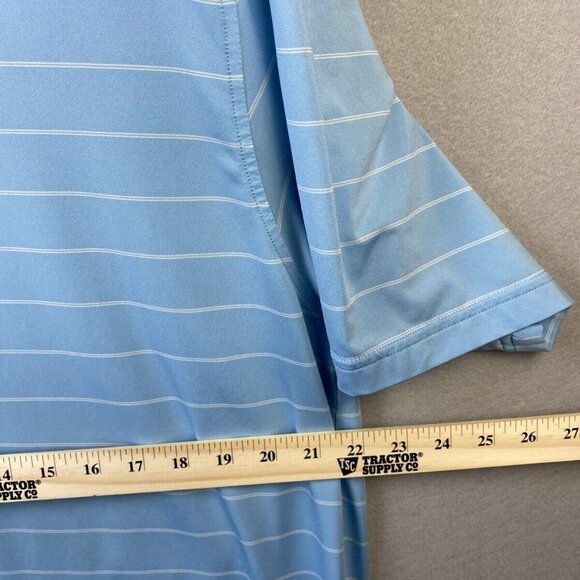 Footjoy Polo Shirt Mens Size L Blue Striped Golf Athletic Fit Foot Joy Stretch - Picture 5 of 11